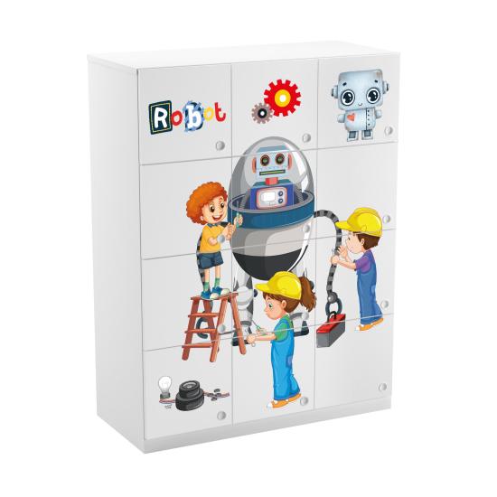 AKY-HS0036RB ROBOTİK TEMALI 12 KAPAKLI ÖĞRENCİ DOLABI