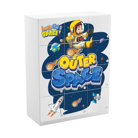 AKY-IM0036U UZAY TEMALI 12 KAPAKLI ÖĞRENCİ DOLABI