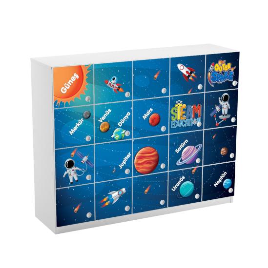 AKY-HS0038GS GÜNEŞ SİSTEMİ TEMALI 20 KAPAKLI ÖĞRENCİ DOLABI